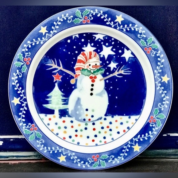 Vintage Discontinued NORITAKE EPOCH Mr. Snowman Illustrated Dinner Plate - Picture 6 of 8